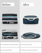 Large Compression Packing Cubes for Travel-Packing Cube Luggage Organizers 7 Piece Set for Checked Luggage-Ultralight, Expandable/Compression Bags by TRIPPED Travel Gear (Navy/White)