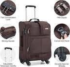 Hanke 24 inch Softside Expandable Luggage with Spinner Wheels, Medium Size Suitcase Checked Luggage Travel Luggage Rolling Suitcase,Coffee