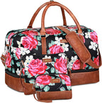 IBFUN Weekender Bags for Women, 21" Weekender Travel Bag, Travel Duffle Bag with Shoe Compartment Carry on Overnight Duffel Bag for Weekend Travel Business Trip, 3PCS