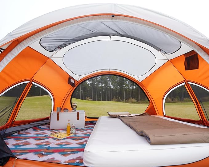 Vidalido 3-4 Person Camping Tent with 2 Large Mesh Door 4 Mesh Window Family Tents, Double Layer Waterproof Portable Easy Setup Camp Tent, Canvas Dome Tents for Camping Outdoor Hiking and Backpacking