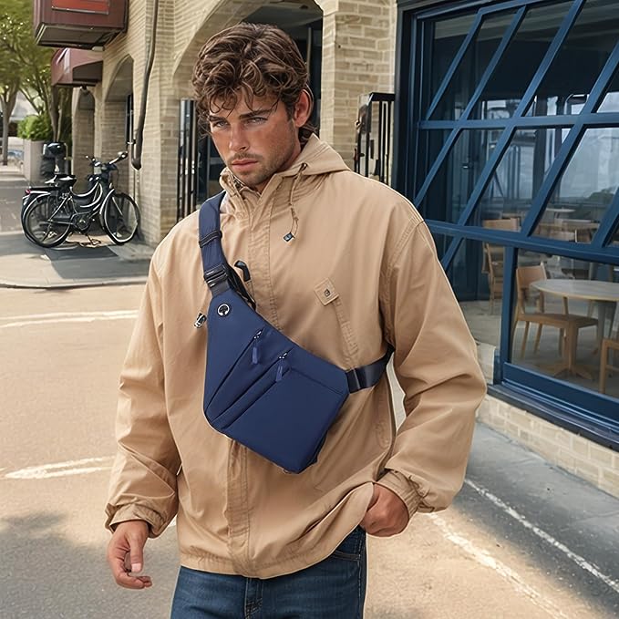 Anti Theft Crossbody Bags for Women Men, Multi-Pocket Shoulder Bag, Slim Sling Bags with 2 RFID Blocking Card