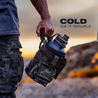 Iron Infidel Battle Bottle - Half Gallon Insulated Water Bottle with Paracord Handle - Large 64 oz Stainless Steel Water Jug & Rugged, Removable Sleeve For Keys, Wallet, Phone (Black Camo 2 Liter)