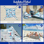 Rhino Valley Beach Tent Shade Canopy UPF50+ Protection, 8 Sandbags, 4 Stability Poles, Outdoor Sun Shelter Umbrella for Sand, Camping, Fishing Essentials