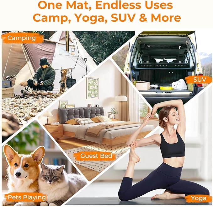 BDEUS Memory Foam Camping Mattress Pad 3inch Waterproof Roll Up Bed Sleeping Mat for Adults Portable Roll Up Mattress for Travel Guest Floor Bed Cot Mattress for Car, Tent