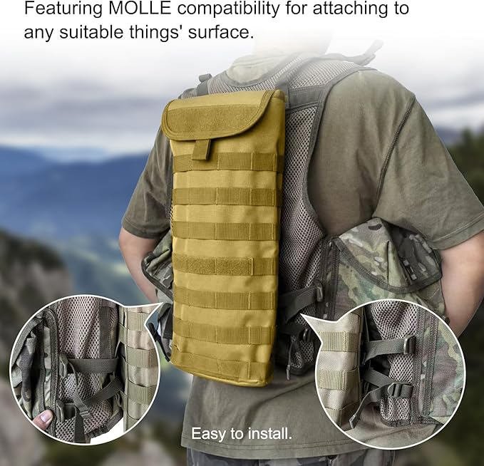 5L Hydration Pack, Water Backpack with 3L Water Bladder, MOLLE System for Outdoor Hiking, Biking, Running