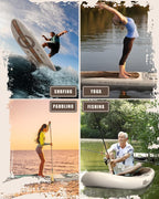 ABBOARD Inflatable Stand Up Paddle Boards - Extra Wide Fishing Paddleboard,Cool Design, Ultra Stable Standup SUP,15 D-Rings, 5 Handles,Camera Mount,100L Backpack, 10L Dry Bag,Youth/Adults