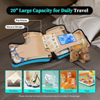 22 Inch Kid Ride Suitcase, Kid Luggage Seat Ride With Lock - Kids Travel Trolley With Safety Belt, Luggage For Kids Airplane Travel,Suitcase To Aged 1-6 Years Old,ABS+PC(Blue)