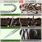 Rebar Stakes 12 Inch, 55 Pack Galvanized Metal Tent Stakes Heavy Duty Ground Stakes, J Hook Steel Fence Stakes for Ground, Outdoor Decoration, Wire Fencing, Gardening