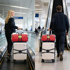 Luggage Straps Bag Bungees for Add a Bag Easy to Travel Suitcase Elastic Strap Belt (Black-R, L)