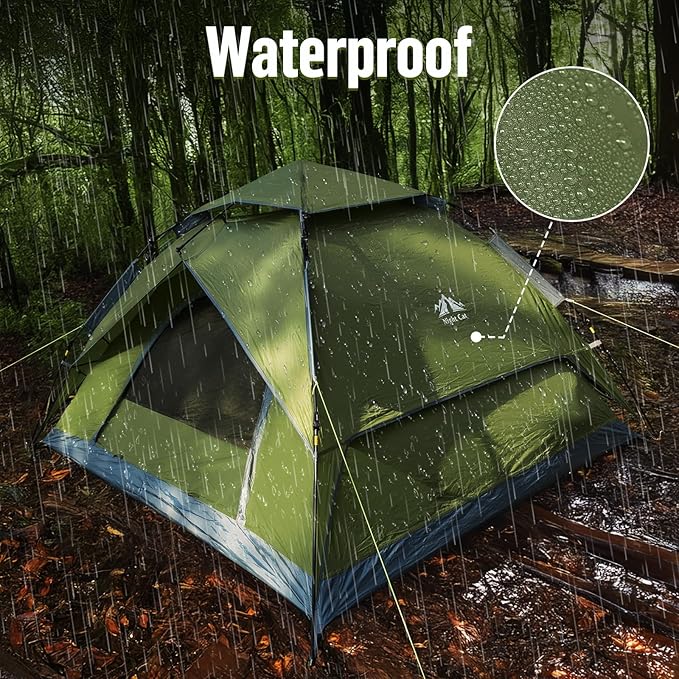 Night Cat Instant Popup Tents 2-3 Persons with Footprint Tarp Easy Setup Camping Tent with Rainfly Double Layers Waterproof Automatic Hydraulic Mechaism