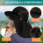 SUN CUBE Sun Hat for Men, Wide Brim Fishing Hat Neck Flap Cover Men, Women, Hiking, Camping, Sun Protection UV, Gardening