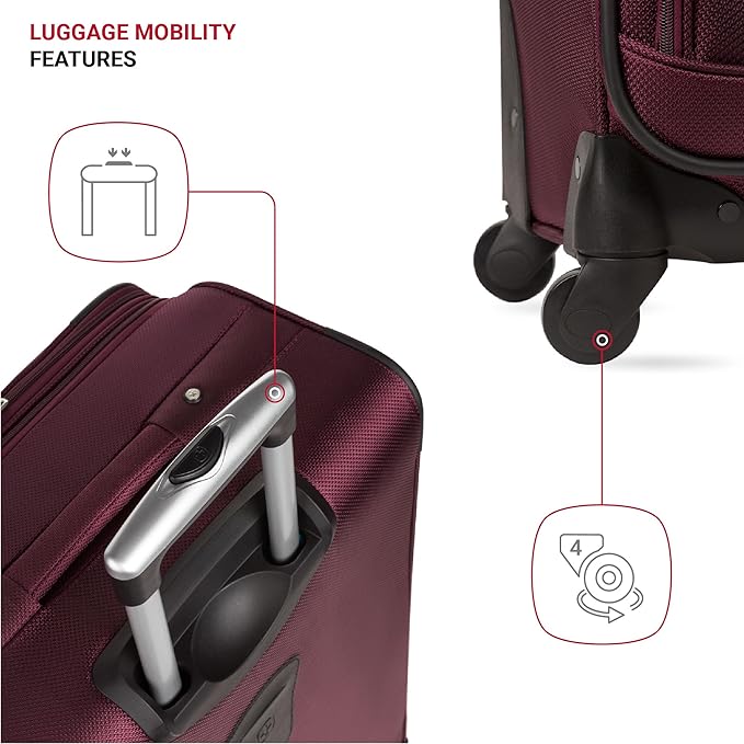 SwissGear Sion Softside Expandable Luggage, Merlot, 2-Piece Set (21/29)