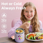 15 oz Soup Thermo for Hot Food Kids Insulated Food Jar with Spoon, Lunch Thermo Container, Width Mouth Vacuum Stainless Steel Food Thermo for School Travel, Leakproof, Easy to Open(Purple