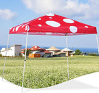EAGLE PEAK 10x10 Slant Leg Pop-up Canopy Tent Easy One Person Setup Instant Outdoor Beach Canopy Folding Portable Sports Shelter 10x10 Base 8x8 Top (Red Mushroom)