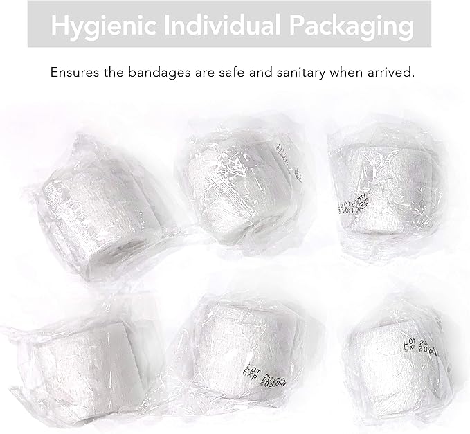 RISEN Cohesive Bandage 2” x 5 Yards, 6 Rolls, Self Adherent Wrap Medical Tape, Adhesive Flexible Breathable First Aid Gauze Ideal for Stretch Athletic