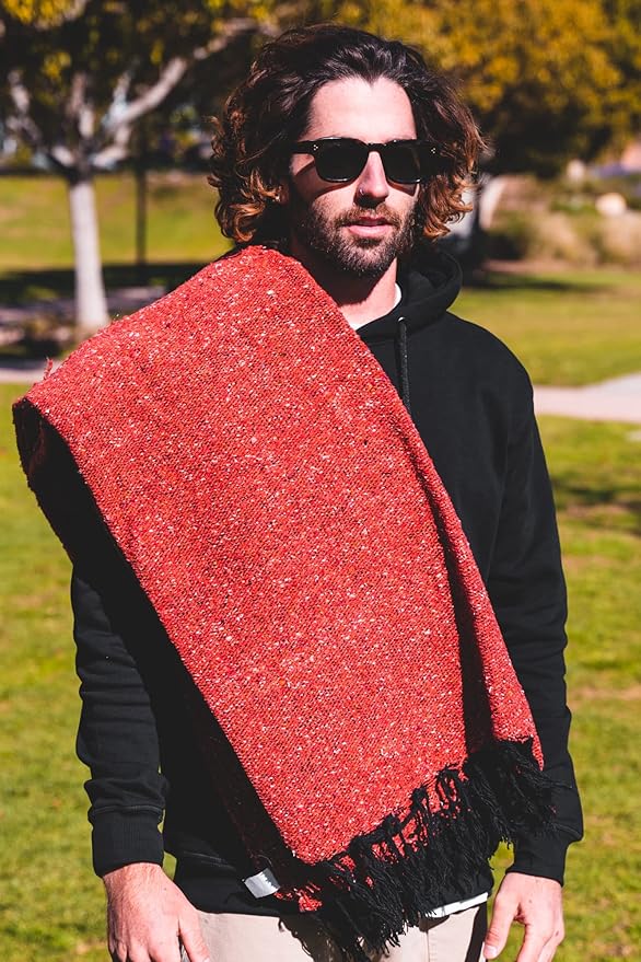 Open Road Goods Solid Color Mexican Yoga Blanket – Large Handwoven Throw for Yoga, Beach, Camping or Home – Soft and Durable Cotton Blend