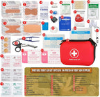 First Aid Kit 196 Piece Waterproof Hard Shell Eva Portable Survival Kit for Home, Camping, Cars, Hiking, Travel, Outdoor, Adventure Emergency Medical Kits (Red)