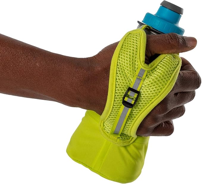 Nathan Running Handheld Water Bottle Adjustable No-Grip Quick Squeeze Lite Hand Strap. 12 oz Insulated Water Bottle. Reflective Hydration