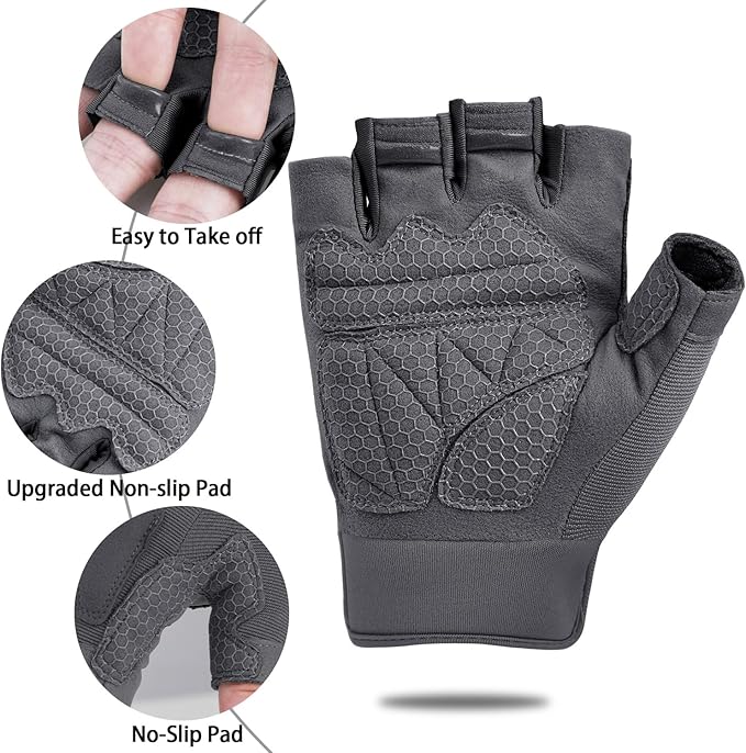 FIORETTO Fingerless Gloves, Half Finger Gloves for Driving, Cycling, Shooting, Hunting, Motorcycle, Climbing, Outdoor Work 215801