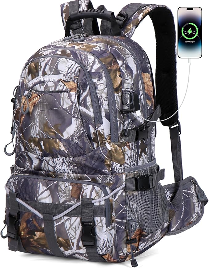 Nerlion 40L Hiking Backpack Travel Backpack for Men Women Camping Waterproof Outdoor Hiking Daypack Lightweight Backpack (Yellow Leaves)