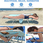 Backpack Beach Tanning Chair with Canopy and Face Hole, 6-Position Folding Lay Out Lounge Chair, UPF 50+ Wind-Resistant Sun Shade, Portable Recliner for Sunbathing, Outside, Poolside, Lawn, Patented