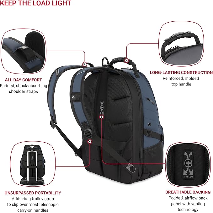 SwissGear 1900 Scansmart TSA 17 Laptop Backpack, Blueberry, 19-Inch