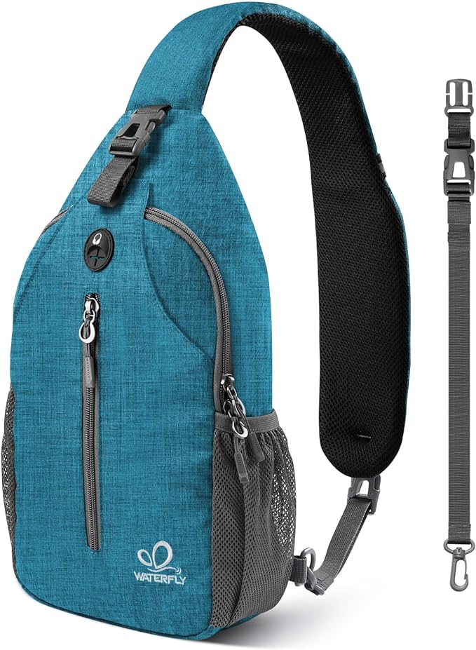 WATERFLY Small Hiking Sling Bag: Crossbody Sling Backpack Chest Bag Daypack for Men Women with Skin-Friendly Shoulder Strap