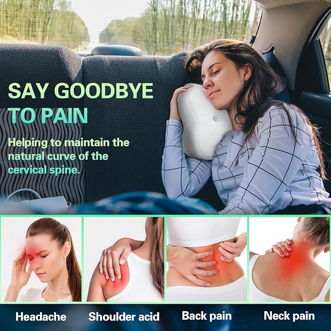 SAHEYER Memory Foam Camping Pillow, Travel Pillows for Sleeping, Neck Support Camping Gear Accessories - Small Pillow Travel Essentials for Sleeping, Backpacking, Hammock, White