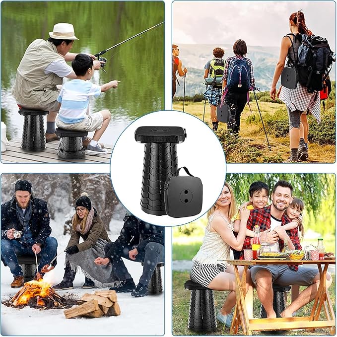 Collapsible Stool - Lightweight Folding Stool, 485lbs Capacity, Portable for Adults, Camping, Fishing, Hiking, Outdoor, Travel