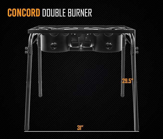 Concord Double Propane Burner, Outdoor 2 Burner Camping Stove for Cooking/Home Brewing/Making Sauce