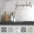 Glamsockets Decorative Wall Mount Surge Protector with 3 Outlets, Dual USB Charging Ports and Phone Holder - USB Charging Center/Multi Function Wall Tap (Abstract Vines)
