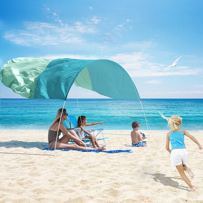 Beach Sun Shade Canopy,Beach Pop up Tent Sun Shade Sail for 8 People,Relying On Wind Power Umbrella Only 4 Lbs