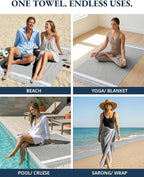 LANE LINEN Beach Towels 4 Pack Oversized - Turkish Towel Set, Pre-Washed Oversized Beach Towel, Quick Dry Beach Towels for Travel, Large Pool Towels, 39"x71" - Smoky Black