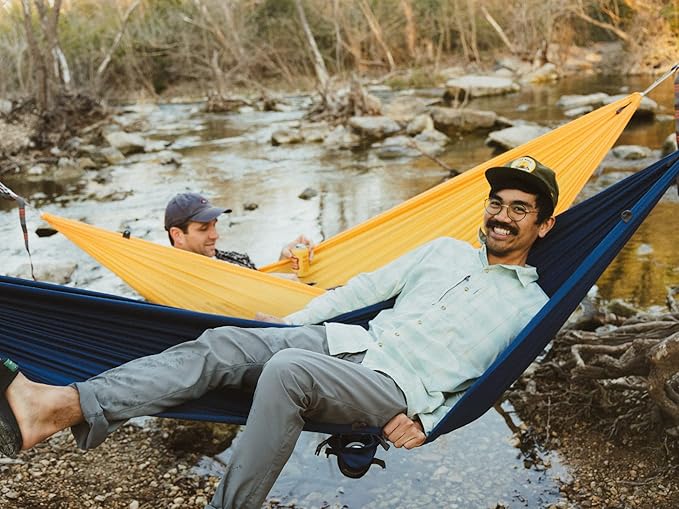 KAMMOK: Roo Single Hammock | Made from Strong & 100% Recycled Water Resistant Ripstop Fabric | Comfortable, Packable, Lightweight (Lifetime Adventure Grade Warranty), Granite Gray