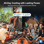 Odoland 40000mAh Camping Fan with LED Light, Battery Operated Oscillating Desk Fan with Remote & Hook, Rechargeable Outdoor Tent Fan with Timer for Hurricane Power Outage Travel Jobsite RV, Orange