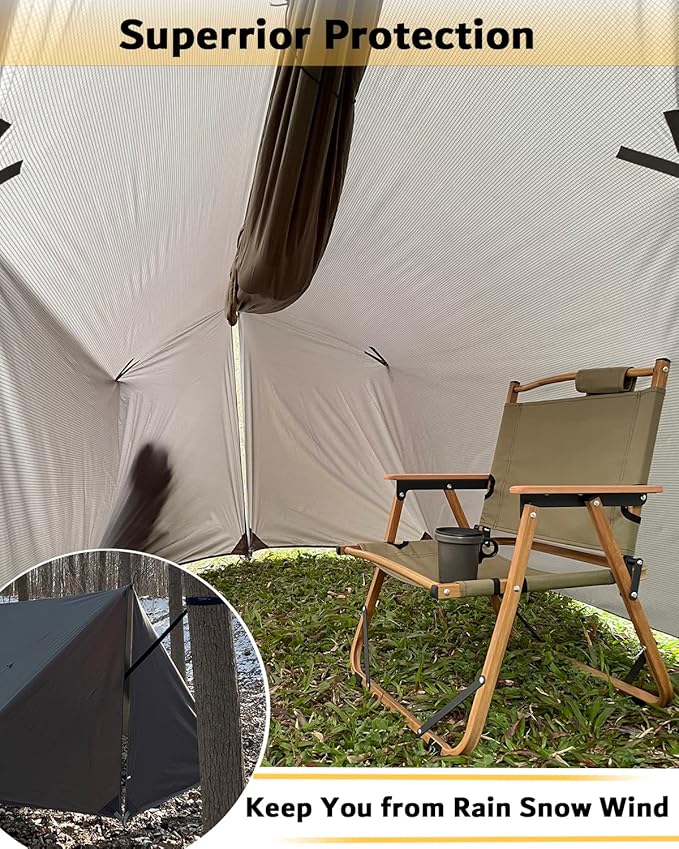 Sunyear Hammock Rain Fly Waterproof - Premium Hammock Tarp with Doors to Stay Warm and Dry in All Seasons | Portable and Lightweight Camp Rain Fly with All Installations Included | 11 Ft / 2lbs