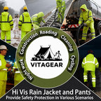 Hi Vis Class 3 Safety Rain Jacket for Men Waterproof, Reflective High Visibility Rain Gear Construction Rain Suit (Yellow 2XL/3XL)
