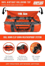 UNPLUG Ultimate Adventure Bag | 1680D Heavy Duty Waterproof Bag | Large Travel Duffle Bag which can be Used for Camping, Motorcycling, Boating, or Hunting