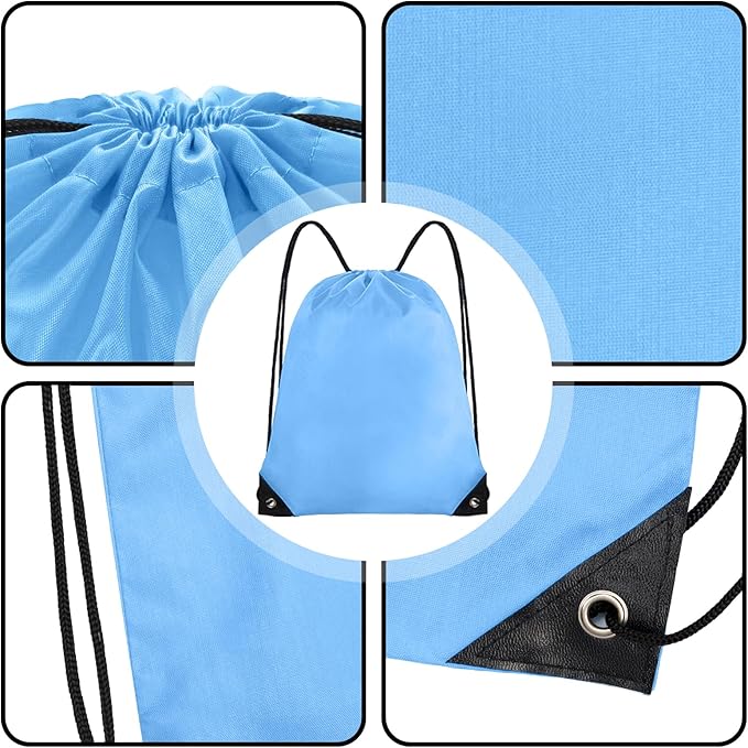 Grneric Drawstring Bags Bulk 14 Pcs Drawstring Backpack Bulk Cinch Bag Sackpack for Men Women Gym (Sky Blue)