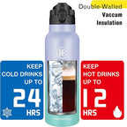 Han's Bottle Sports Water Bottle - 24 Oz, Straw Lid, Leak Proof, Vacuum Insulated Stainless Steel, Double Walled, Thermo Mug,Lilac green