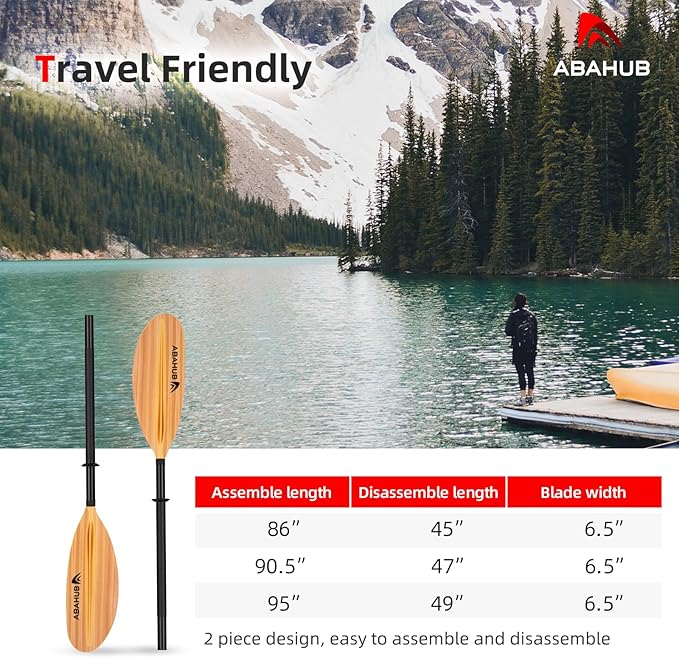 Abahub Kayak Paddle, 90.5 Inches Kayaking Oars for Boating, Canoeing with Free Paddle Leash, Aluminum Alloy Shaft Black/Blue/Green/Orange/Yellow Plastic Blades