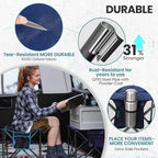 FUNDANGO Folding Camping Stool, 18.1 Inch Oversized Foot Rest 440 Lbs Heavy Duty Portable Padded Stools Seat Anti-Slip Foots & Carry Strap for Fishing Outdoor Lawn Travel (Blue)