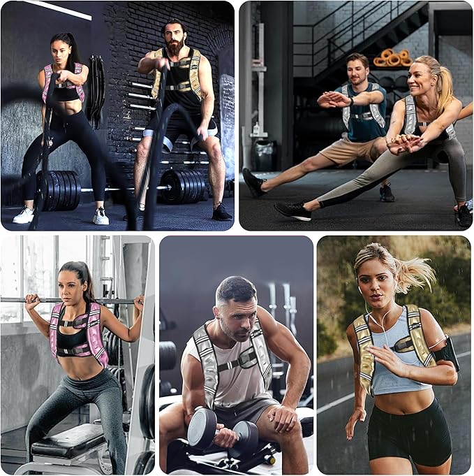 Weighted Vest, 6lb/8lb/12lb/16lb/20lb/25lb/30lb Weight Vest with Reflective Stripe, Weighted Vest for Men Women Workout Equipment for Strength Training, Running, Jogging, Fitness, Weight Loss