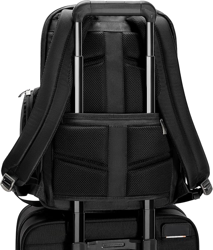 Briggs & Riley Medium Widemouth Backpack for Women & Men - Laptop Backpack, For Work & Travel, Lightweight & Durable, Padded Straps, Fits up to 15" Laptop - @work Collection, Black
