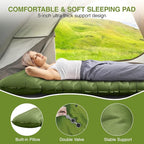 Sleeping Pad for Camping, 5" Extra-Thick Camping Mat with Pillow Built-in Foot Pump, Ultralight Inflatable Sleeping Mat for Camping, Backpacking, Hiking, Camp Tent