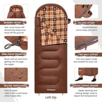 KingCamp Sleeping Bag for Adults, Cold Weather & Warm XL Big and Tall Flannel Sleeping Bags with Compression Sack Portable Waterproof Essentials Gear Accessories for Outdoor Camping