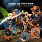 Odoland 40000mAh Camping Fan with LED Light, Battery Operated Oscillating Desk Fan with Remote & Hook, Rechargeable Outdoor Tent Fan with Timer for Hurricane Power Outage Travel Jobsite RV, Orange