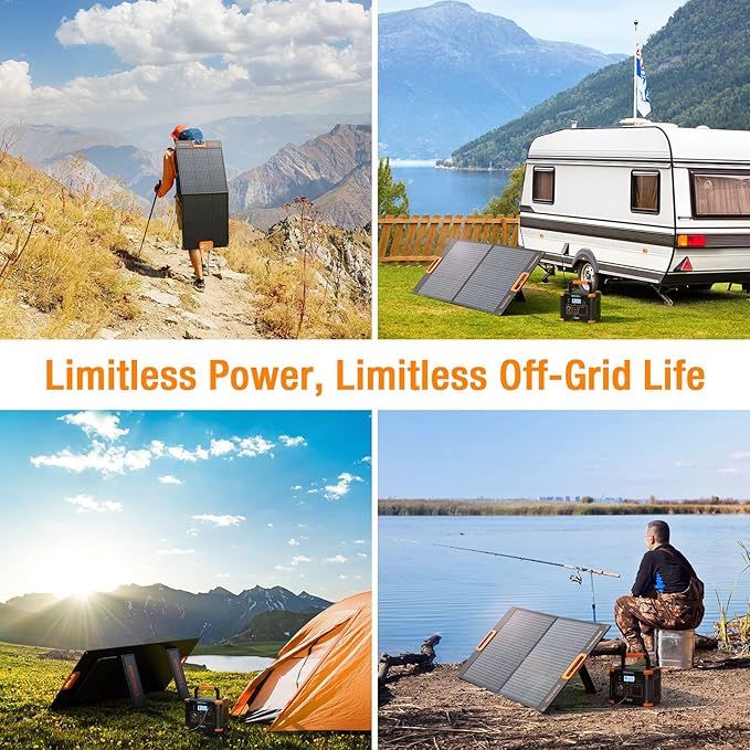 GRECELL 100W Portable Solar Panel for Power Station Generator, 20V Foldable Solar Cell Solar Charger with High-Efficiency Battery Charger for Outdoor Camping Van RV Trip