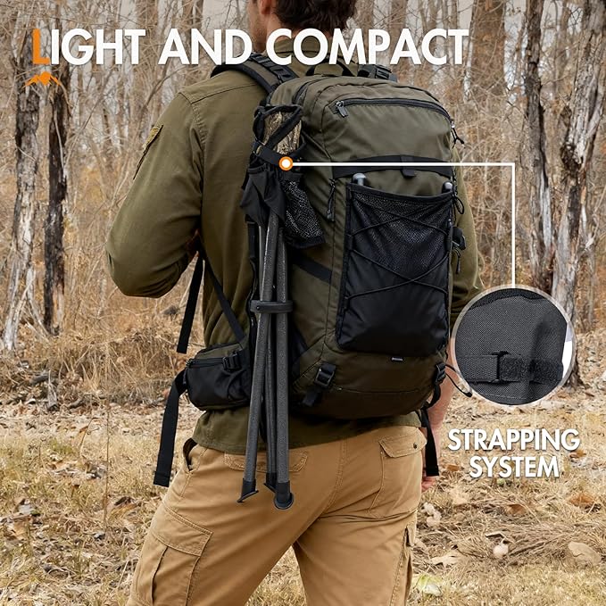 Portal Folding Camping Stool Portable Foldable Tripod Seat for Hiking Hunting Walking Fishing Travel Outdoors with Side Pockets Sturdy Steel Legs Support Up to 225 LBS