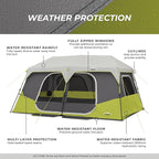 CORE Instant Cabin Tents | 6 Person / 9 Person / 10 Person / 12 Person Family Cabin Multi Room Pop Up Tents Car Camping | Included Storage Pockets for Camping Accessories
